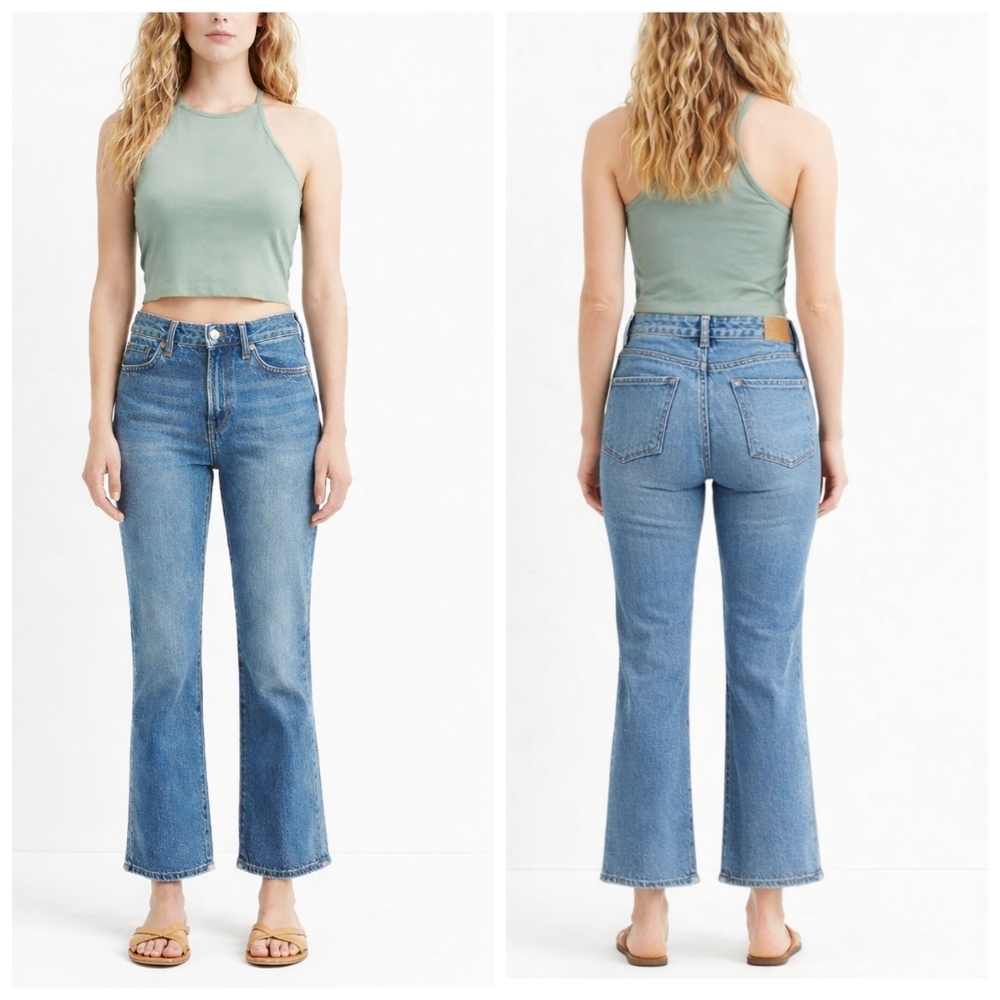 Madewell Mid-Rise Kick Out Jeans 28 Blue Crop Flare J1787